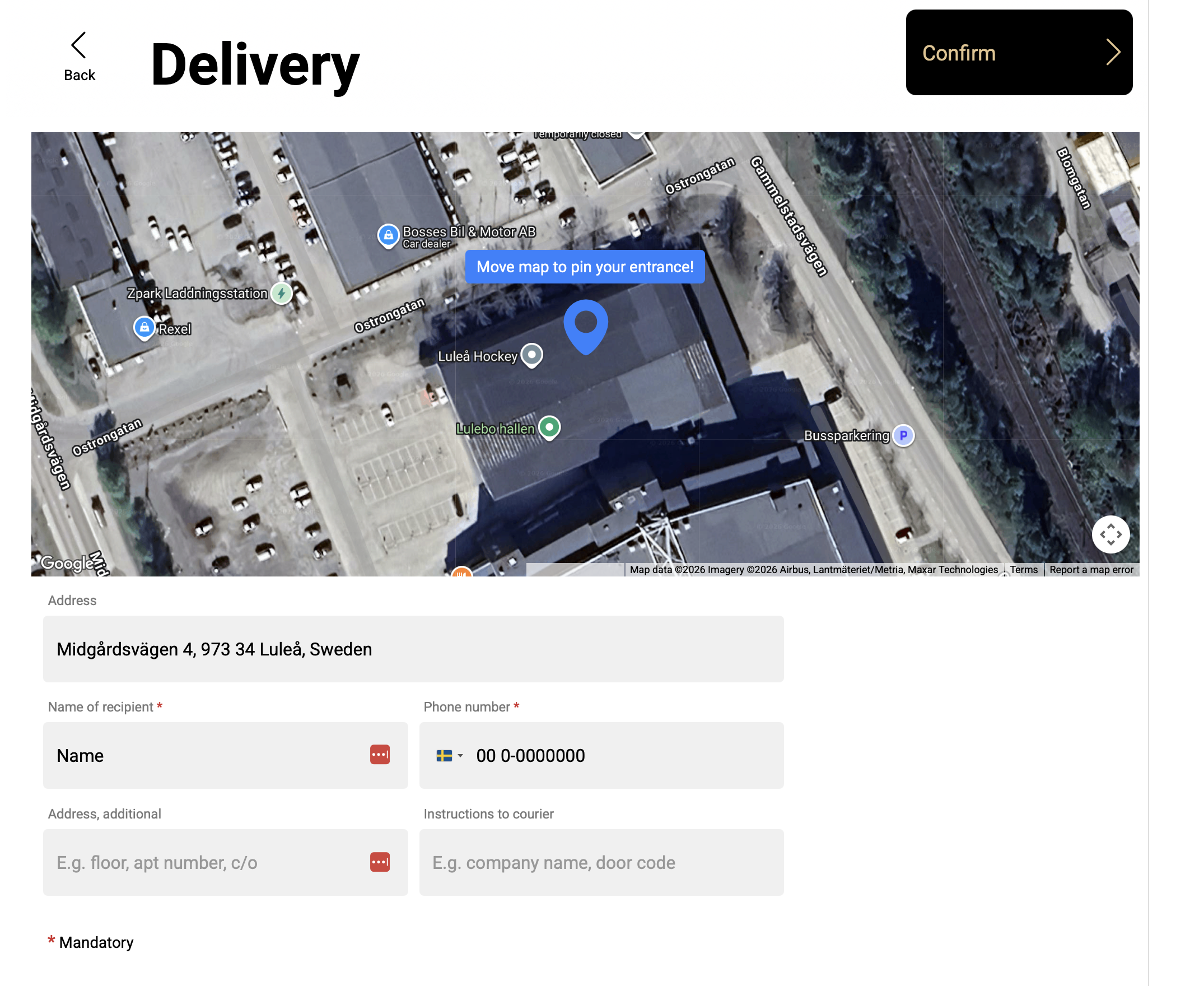 Delivery information